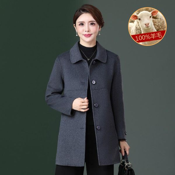 women's wool & blends aged mother autumn winter coat double side cashmere middle and old pure top, Black
women's wool & blends aged mother autumn winter coat double side cashmere middle and old pure top, Black