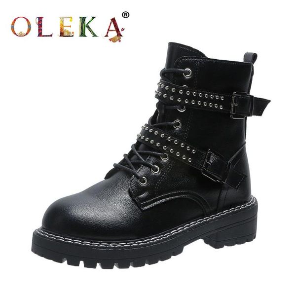 oleka mid-calf winter leather boots women square heel metal decoration round toe boots for women punk style punk new as738, Black
oleka mid-calf winter leather boots women square heel metal decoration round toe boots for women punk style punk new as738, Black