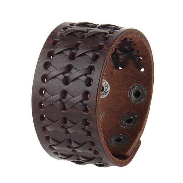 punk wide men's brown leather rock bracelet adjustable wristband bracelet, Golden;silver
punk wide men's brown leather rock bracelet adjustable wristband bracelet, Golden;silver
