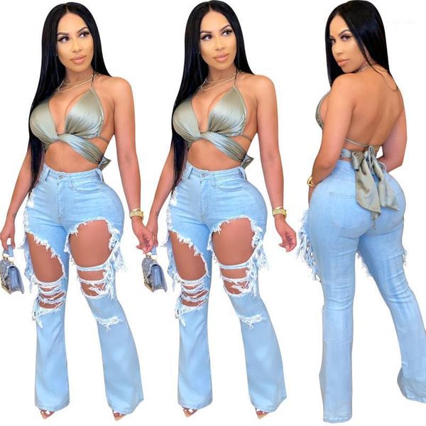 ins est lady's ripped jeans high waist bell bottom skinny long jeans 2020 summer autumn new fashion trend denim trousers1, Blue
ins est lady's ripped jeans high waist bell bottom skinny long jeans 2020 summer autumn new fashion trend denim trousers1, Blue