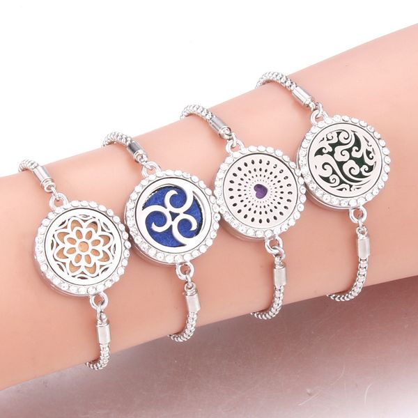 diamond inlaid titanium steel hollowed out fragrance can open essential oil diffusion bracelet, Silver
diamond inlaid titanium steel hollowed out fragrance can open essential oil diffusion bracelet, Silver