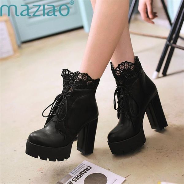 boots women pumps autumn shoes lace high heels motorcycle round toe ankle platform up maziao1, Black
boots women pumps autumn shoes lace high heels motorcycle round toe ankle platform up maziao1, Black