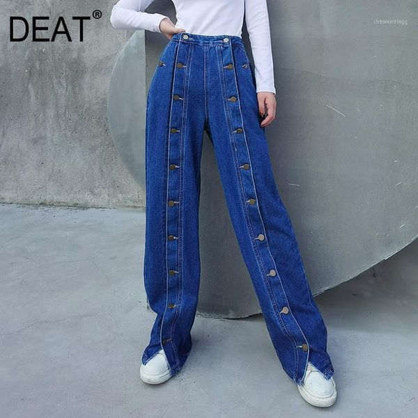 deat 2021 new spring and autumn fashion casual button loose high waist jeans women versatile wide leg pants trend sh0301, Blue
deat 2021 new spring and autumn fashion casual button loose high waist jeans women versatile wide leg pants trend sh0301, Blue