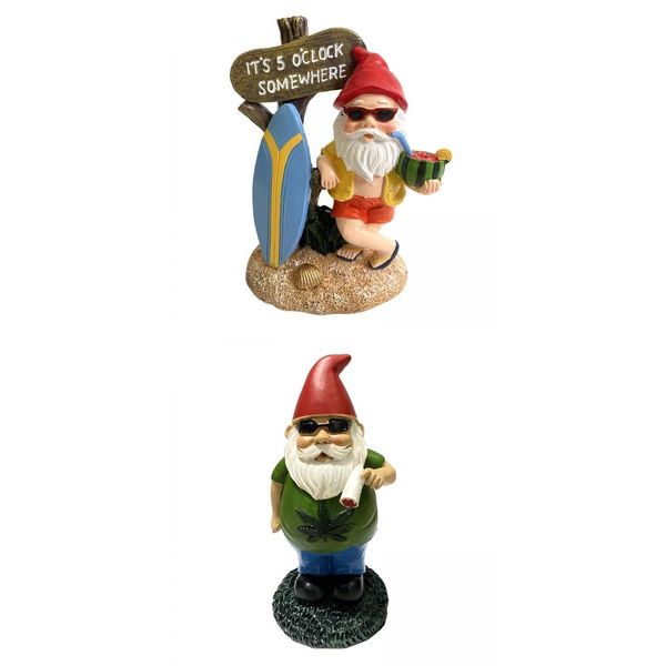 2pcs novelty garden gnome statues resin garden gnome for christmas dress up