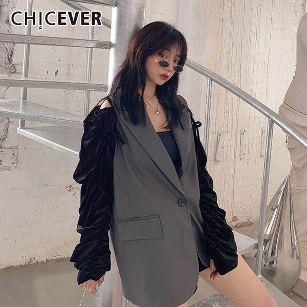 women's suits & blazers chicever asymmetric blazer for women notched collar lantern long sleeve bowknot lace up hollow out coats female, White;black
women's suits & blazers chicever asymmetric blazer for women notched collar lantern long sleeve bowknot lace up hollow out coats female, White;black