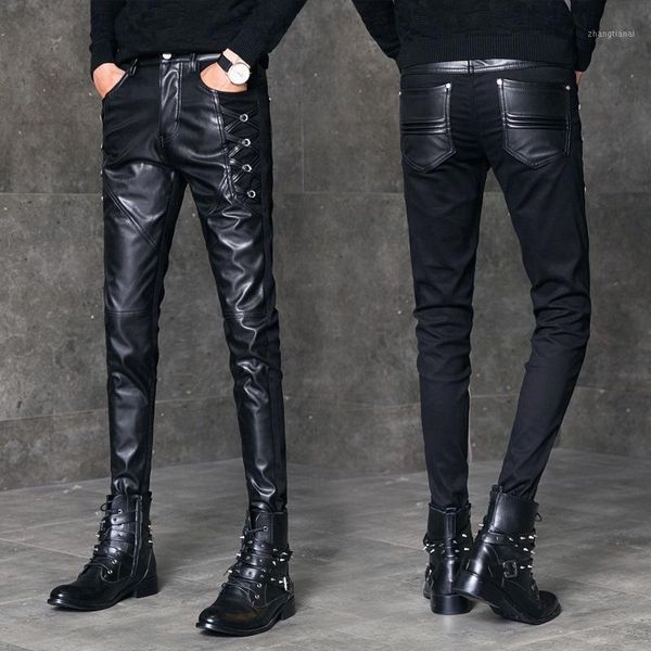 2020 men's stitching half leather pants youth slim-fit small feet long pants season thick type fashion stitching casual1, Black
2020 men's stitching half leather pants youth slim-fit small feet long pants season thick type fashion stitching casual1, Black