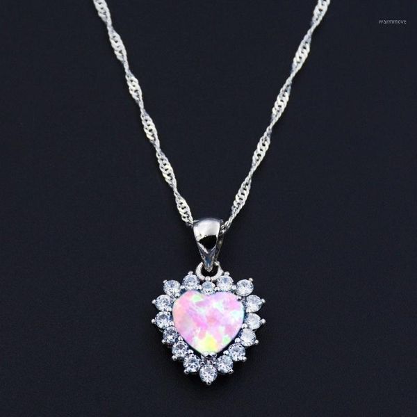 Crystal Rhinestone Love Heart Shaped Pendant Necklace Women Round Pink Opal Chian Necklaces Mother's Day Gift Fashion Jewelry1, Silver 
Crystal Rhinestone Love Heart Shaped Pendant Necklace Women Round Pink Opal Chian Necklaces Mother's Day Gift Fashion Jewelry1, Silver