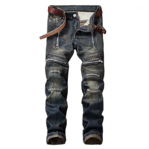 men's jeans trendyzipper spliced motorcycle men's vintage slim straight pleated men trousers motor big size 42 bikers1, Blue
men's jeans trendyzipper spliced motorcycle men's vintage slim straight pleated men trousers motor big size 42 bikers1, Blue