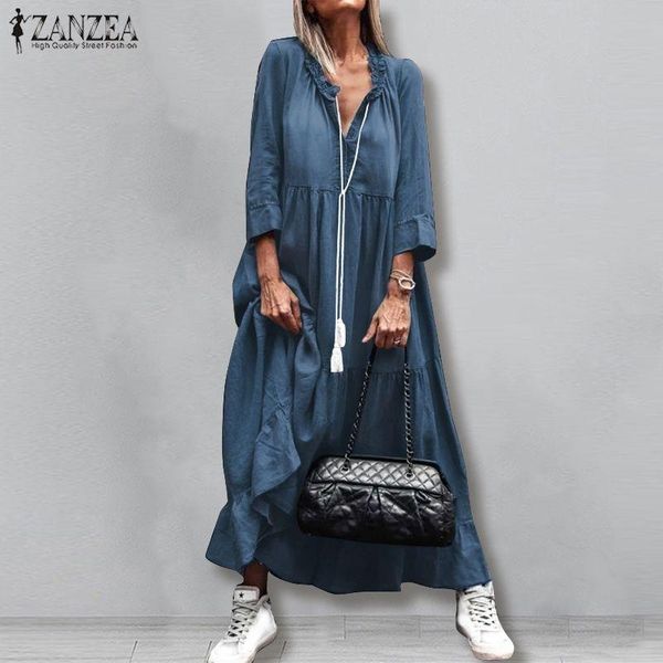 fashion demin blue ruffle dress women's autumn sundress zanzea 2021 casual long sleeve maxi vestidos female solid robe plus size, Black;gray
fashion demin blue ruffle dress women's autumn sundress zanzea 2021 casual long sleeve maxi vestidos female solid robe plus size, Black;gray