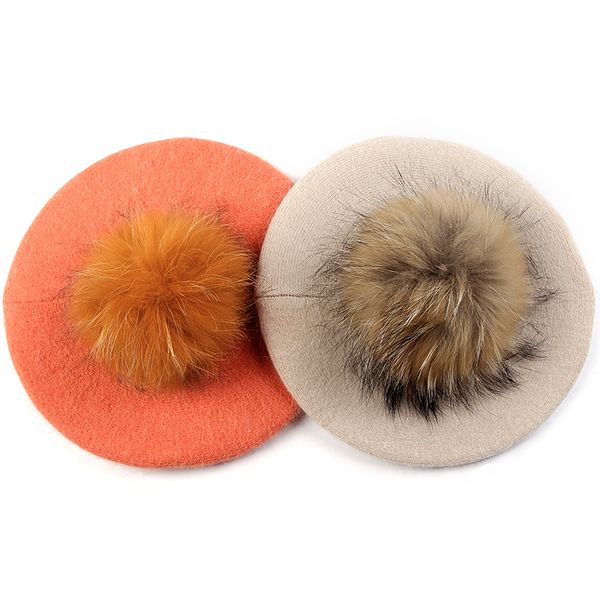 berets women fashion beret hat solid color slouchy french style bonnet caps for girls lady female with real fur pompom, Blue;gray
berets women fashion beret hat solid color slouchy french style bonnet caps for girls lady female with real fur pompom, Blue;gray
