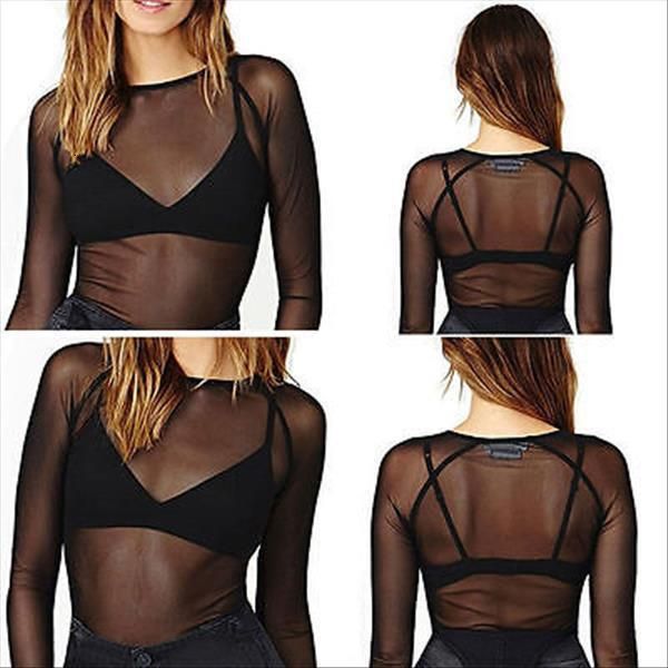 womens clothing long sleeve ladies sheer trans parent mesh bodycon blouse clubwear new round neck black see through, White
womens clothing long sleeve ladies sheer trans parent mesh bodycon blouse clubwear new round neck black see through, White