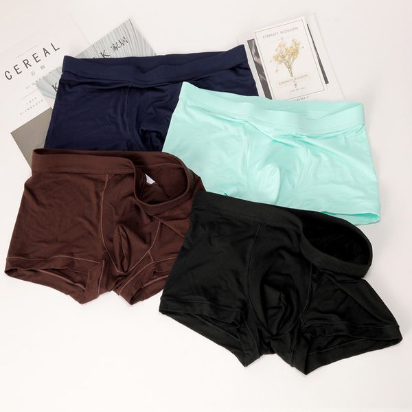 new modal solid medium waist men's boxers cotton breathable, Black;white