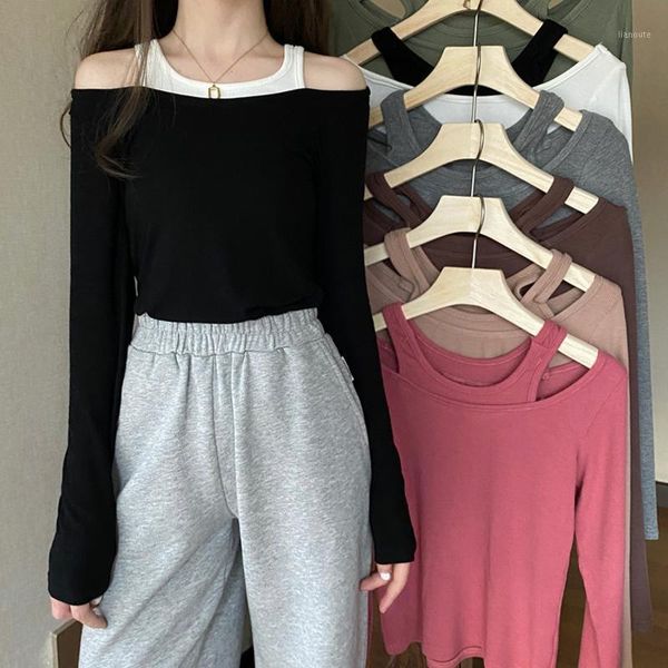 new long sleeve slim t-shirts women's clothing korean ins patchwork off shoulder ladies fashion brand tees autumn hipster1, White
new long sleeve slim t-shirts women's clothing korean ins patchwork off shoulder ladies fashion brand tees autumn hipster1, White