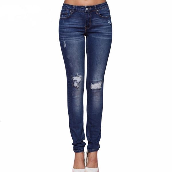 quality 2020 summer temperament pants high waist women's jeans, Blue