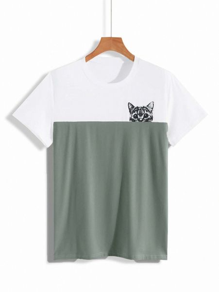 men color block cartoon graphic tee q7is#, White;black
men color block cartoon graphic tee q7is#, White;black
