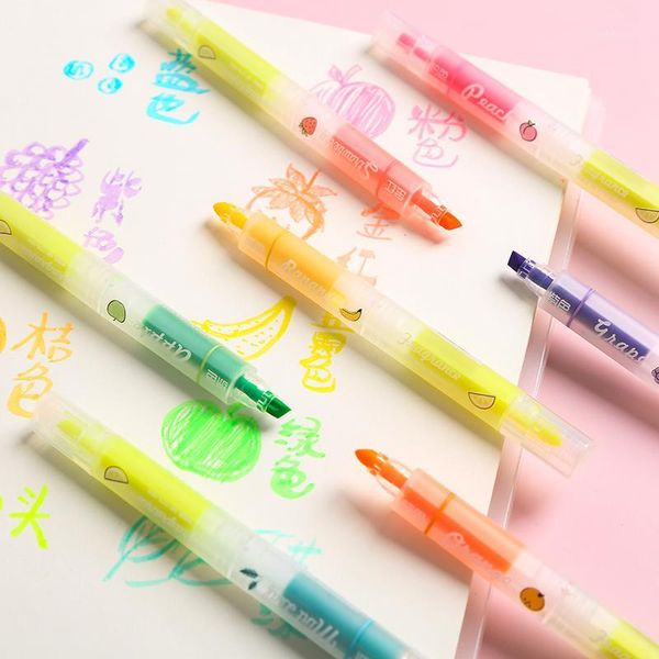 highlighters 8pcs fruit smell highlighter pen transparent slant double-side writing markers liner stationery office school supplies h67981, Black;red
highlighters 8pcs fruit smell highlighter pen transparent slant double-side writing markers liner stationery office school supplies h67981, Black;red