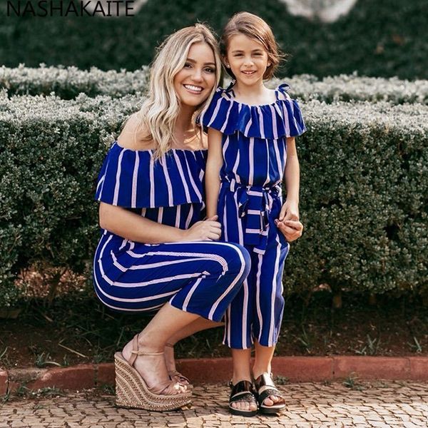 nashakaite mommy and me clothes new arrival fashion off shoulder stripe jumpsuit mother daughter family matching clothes y200713, Blue
nashakaite mommy and me clothes new arrival fashion off shoulder stripe jumpsuit mother daughter family matching clothes y200713, Blue