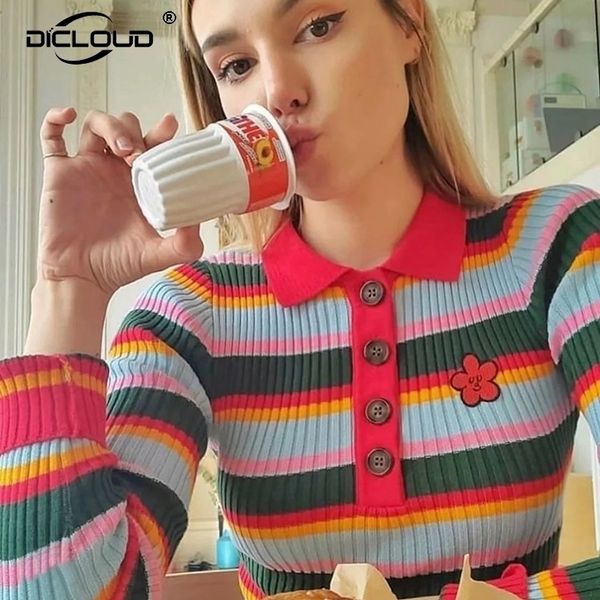 cute girls rainbow striped pullovers women autumn polo neck skinny sweater harajuku sweet flower embroidery jumpers femme 201201, White;black
cute girls rainbow striped pullovers women autumn polo neck skinny sweater harajuku sweet flower embroidery jumpers femme 201201, White;black