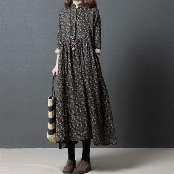 womens dress 2021 spring summer large size print flower long dress cottonlinen three quarter tunic beach lady long boho dresses, Black;gray
womens dress 2021 spring summer large size print flower long dress cottonlinen three quarter tunic beach lady long boho dresses, Black;gray