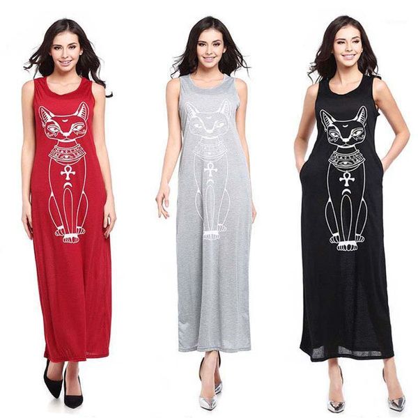 young viva women beach long dresses sleeveless round collar cat pattern vest dress l0051, Black;gray
young viva women beach long dresses sleeveless round collar cat pattern vest dress l0051, Black;gray