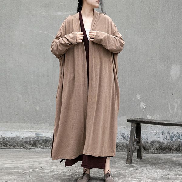 johnature spring solid color all-match long sleeve cardigan knitted coat new loose comfortable plus size women long coats 201031, Tan;black
johnature spring solid color all-match long sleeve cardigan knitted coat new loose comfortable plus size women long coats 201031, Tan;black