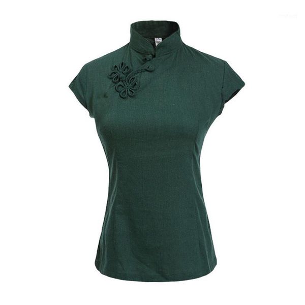 green solid female cotton linen short sleeve shirt chinese women's mandarin collar blouse novelty button s -xxl mu4731, White
green solid female cotton linen short sleeve shirt chinese women's mandarin collar blouse novelty button s -xxl mu4731, White