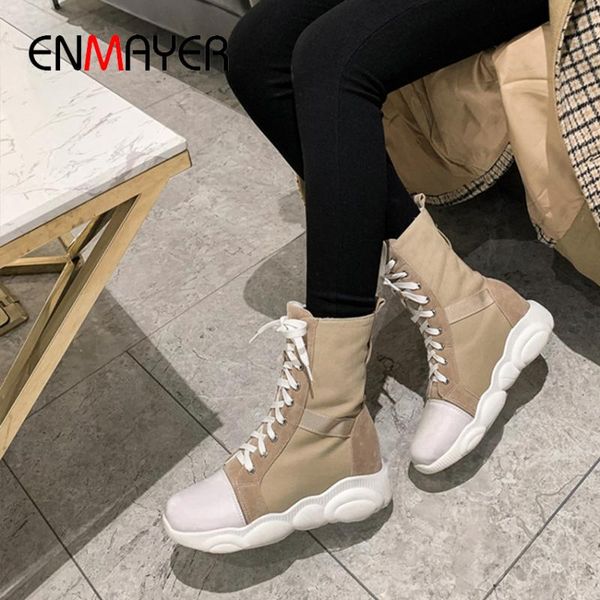enmayer round toe height increasing sports boots lace-up mid-calf flat winter boots women solid pu short plush med-calf, Black
enmayer round toe height increasing sports boots lace-up mid-calf flat winter boots women solid pu short plush med-calf, Black