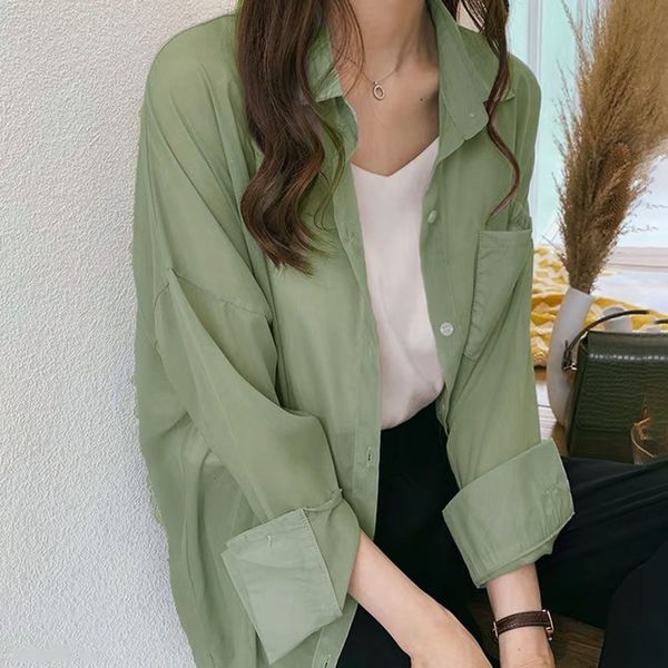 2021 new simple korean women summer fall plain green long sleeve female fashion loose blouse shirts 9wnb, White
2021 new simple korean women summer fall plain green long sleeve female fashion loose blouse shirts 9wnb, White
