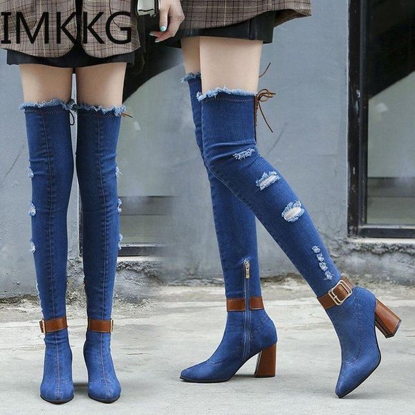 2021 womens denim over the knee boots pointed toe thick high heels shoes woman casual tassel cut out jeans long botas mujer, Black
2021 womens denim over the knee boots pointed toe thick high heels shoes woman casual tassel cut out jeans long botas mujer, Black