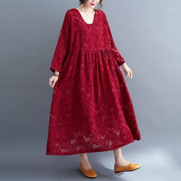johnature 2020 autumn new women korean embroidery lace loose dress solid color v-neck tie pockets loose female dresses1, Black;gray
johnature 2020 autumn new women korean embroidery lace loose dress solid color v-neck tie pockets loose female dresses1, Black;gray