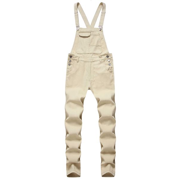 2020 men's new sling denim jumpsuit slim casual shoulder strap jeans, Blue