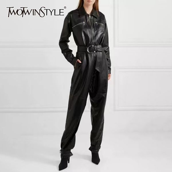 casual pu leather jumpsuits for women lapel collar long sleeve high waist straight jumpsuit female fashion 2019 new t200303, Black;white
casual pu leather jumpsuits for women lapel collar long sleeve high waist straight jumpsuit female fashion 2019 new t200303, Black;white