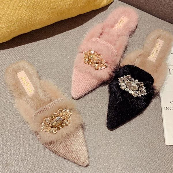 slippers women rhinestone mules shoes female fur slides flat heel casual fluffy 2021 luxury winter, Black
slippers women rhinestone mules shoes female fur slides flat heel casual fluffy 2021 luxury winter, Black