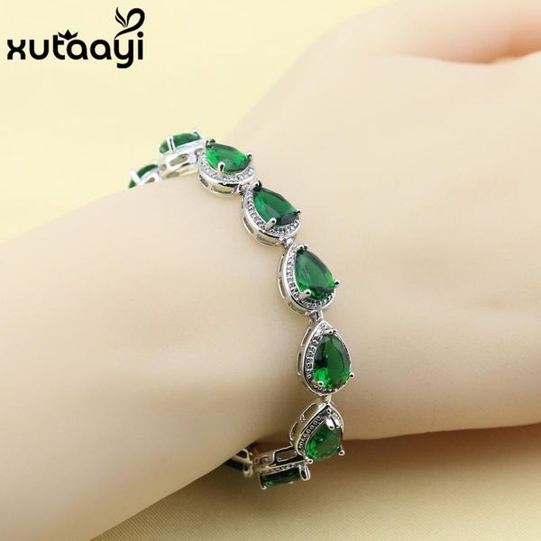 sell silver color jewelry for women water drop green imitated emerald fashion link chain bracelets length 18+2cm box, Black
sell silver color jewelry for women water drop green imitated emerald fashion link chain bracelets length 18+2cm box, Black