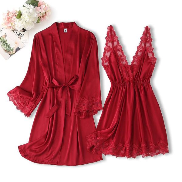 summer women 2pcs sleepwear rayon kimono bathrobe robe set lace floral bride dressing gown sling nightgown lounge home wear, Black;red
summer women 2pcs sleepwear rayon kimono bathrobe robe set lace floral bride dressing gown sling nightgown lounge home wear, Black;red