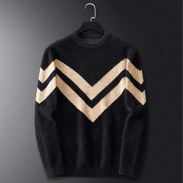 autumn and winter men's loose light luxury round neck mink fleece wool pullover korean style, White;black
autumn and winter men's loose light luxury round neck mink fleece wool pullover korean style, White;black