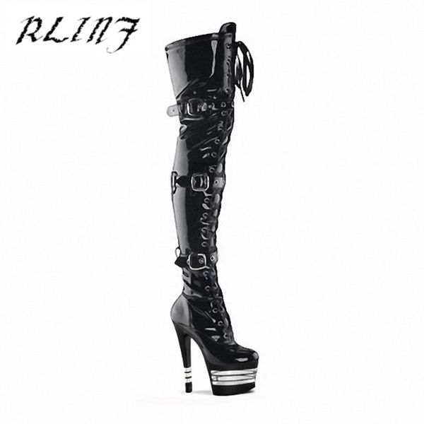 boots women thin high heels platform unique handsome belt buckle over knee 20cm hate 17 cm, Black
boots women thin high heels platform unique handsome belt buckle over knee 20cm hate 17 cm, Black