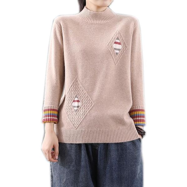 women sweater pullover knit outwear turtleneck warm thick for autumn winter new big loose retro vintage casual argyle a12031339, White;black
women sweater pullover knit outwear turtleneck warm thick for autumn winter new big loose retro vintage casual argyle a12031339, White;black