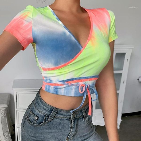 summer new tie-dye short-sleeved lace-up v-neck slim-fit navel strap for women1, White
summer new tie-dye short-sleeved lace-up v-neck slim-fit navel strap for women1, White