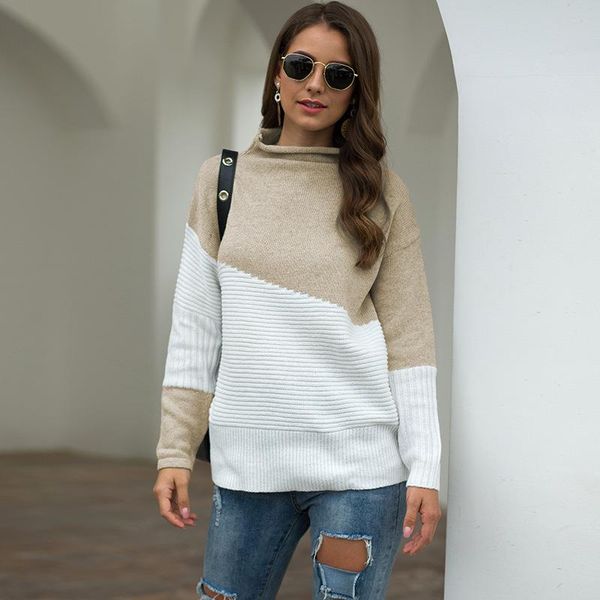 women's sweaters knitwear sweater pullover 2021 autumn and winter irregular sleeves hemmed half turtleneck contrast color, White;black
women's sweaters knitwear sweater pullover 2021 autumn and winter irregular sleeves hemmed half turtleneck contrast color, White;black