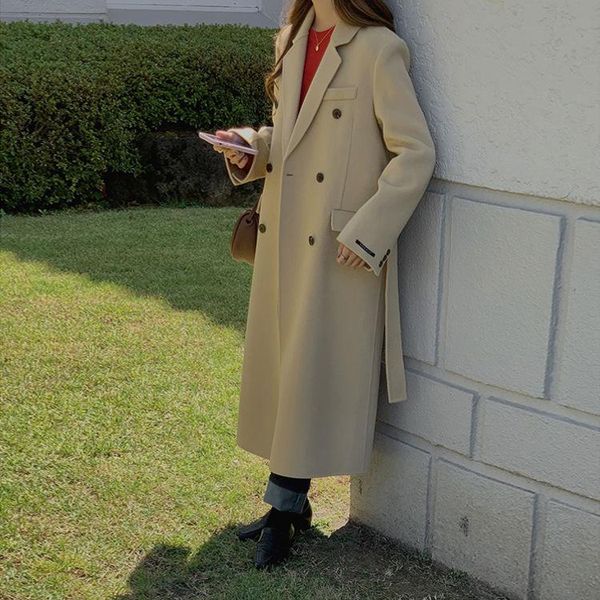 women's wool & blends 20 winter dalian factory korean east gate 90 double side hand sewn woolen overcoat, Black
women's wool & blends 20 winter dalian factory korean east gate 90 double side hand sewn woolen overcoat, Black