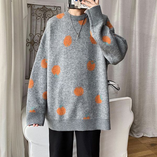 sweater autumn 2021 thin new pure languid knitting sleeve long nightgown male clothing 7ov6, Black