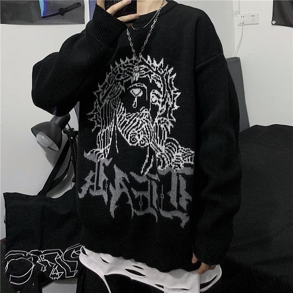 men's sweaters spring autumn knitted cartoon anime jumper sweater pullover women couples loose casual knitwear clothes, White;black
men's sweaters spring autumn knitted cartoon anime jumper sweater pullover women couples loose casual knitwear clothes, White;black