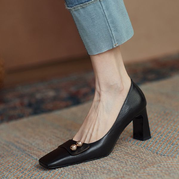 2020 new genuine leather bombs fashion square toe high heels ladies dressed as office spring shoes women's pumps jumps to women abks, Black
2020 new genuine leather bombs fashion square toe high heels ladies dressed as office spring shoes women's pumps jumps to women abks, Black