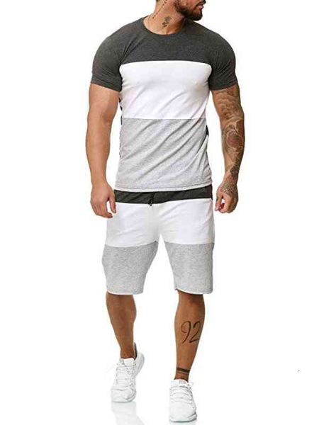 men's tracksuits european american men's short sleeve + shorts suit outdoor sports and leisure hit color 2-piece set c36o, Gray
men's tracksuits european american men's short sleeve + shorts suit outdoor sports and leisure hit color 2-piece set c36o, Gray