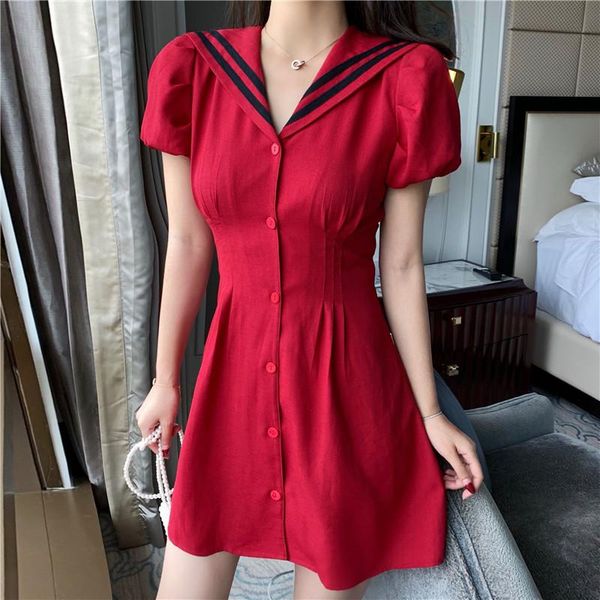 summer dress women sailor collar puff sleeve slim high waist mini dress new casual female fashion, White;black
summer dress women sailor collar puff sleeve slim high waist mini dress new casual female fashion, White;black