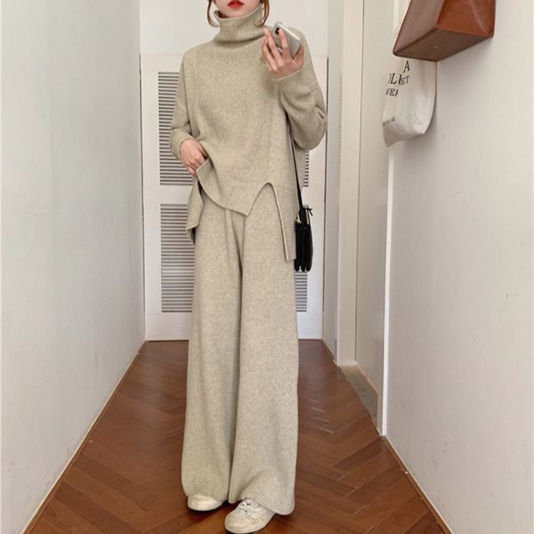 2021 new piece sets autumn women sweater wide legs pants korean simple basic knitted turtleneck suits 7bko, White
2021 new piece sets autumn women sweater wide legs pants korean simple basic knitted turtleneck suits 7bko, White