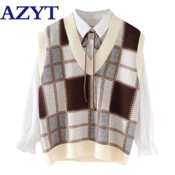 azyt striped plaid knit pullover women vest coat vintage loose soft sleeveless sweater vest autumn casual tank female 201028, Black;white
azyt striped plaid knit pullover women vest coat vintage loose soft sleeveless sweater vest autumn casual tank female 201028, Black;white