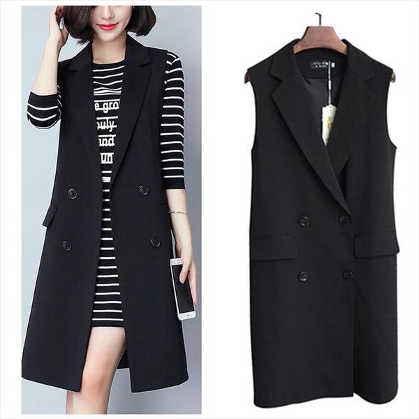 trench coat women suit collar vest long womens 2020 spring autumn korean slim sleeveless vest thin ladies wild waistcoat l77, Black;white
trench coat women suit collar vest long womens 2020 spring autumn korean slim sleeveless vest thin ladies wild waistcoat l77, Black;white