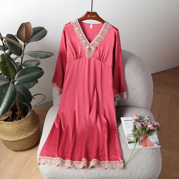 spring new sleepwear faux silk nightdress women sleep dress casual nightgown lace nightwear silky satin home dressing gown, Black;red
spring new sleepwear faux silk nightdress women sleep dress casual nightgown lace nightwear silky satin home dressing gown, Black;red